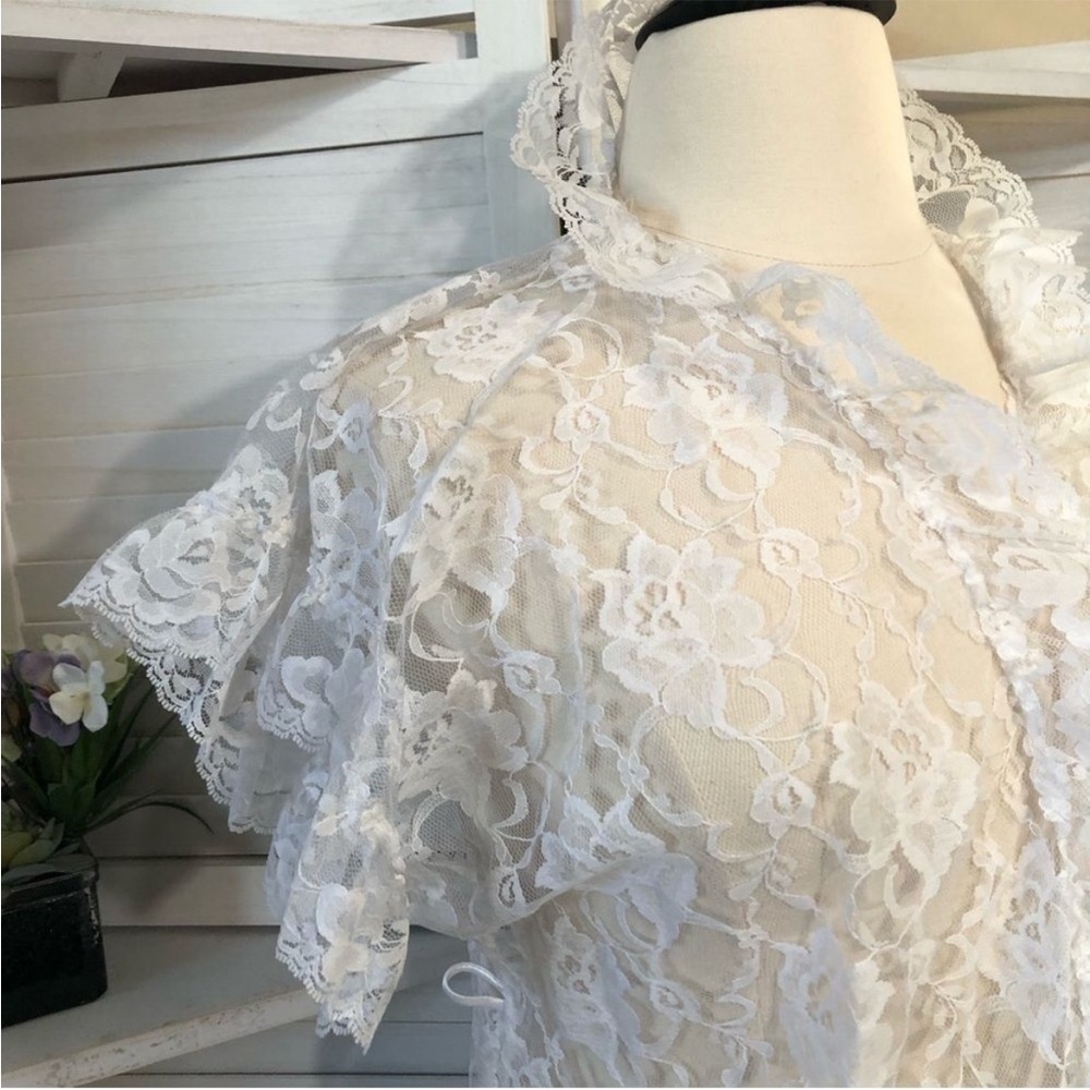 v i n t a g e :: luxury lingerie vtg open lace night cover open wrap slip top